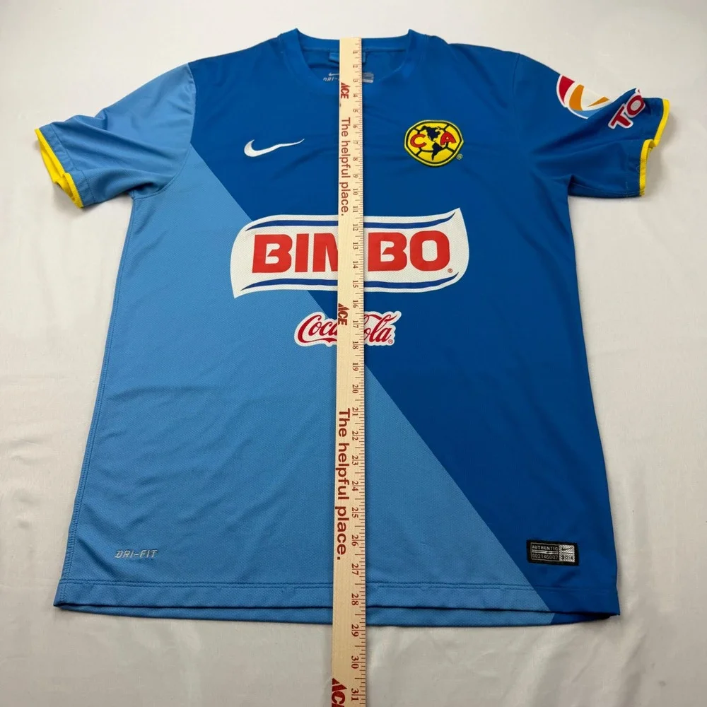Nike Club America Soccer Jersey Mens Medium Blue 2014 Away Bimbo Coca-Cola Logo